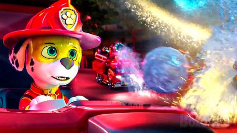 The PAW Patrol extinguish a fire on the city