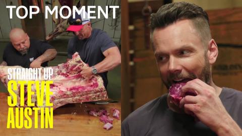 Joel McHale Tries Raw Meat For the First Time | Straight Up Steve Austin | USA Network