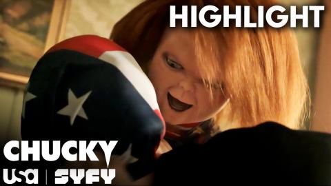 Chucky Chokes Victim #3 With the Star Strangled Banner | Chucky (S3 E2) | SYFY & USA Network