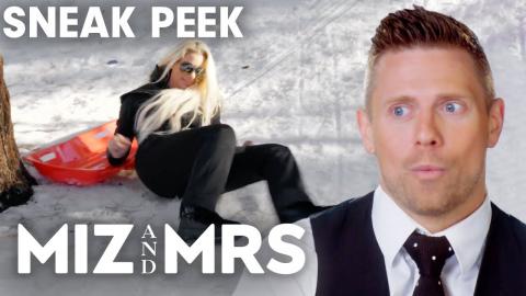 Maryse WIPES OUT During Sled Riding With the Kids | Miz & Mrs (S3 E9) | USA Network